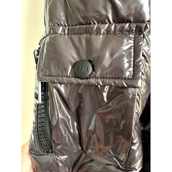 SAM Freestyle Bomber Jacker Puffer Black Shiny Size Medium - Picture 8 of 12